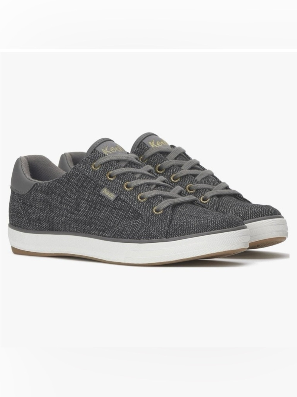 Keds Center III Canvas Lace Up in Gray Charcoal Tweed
